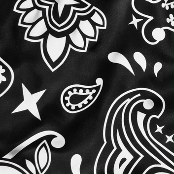Close-up of RF-Wear Men's Paisley Shorts in Black