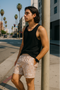 RF Wear Men's Paisley Shorts - Tan/White  - Model Front View