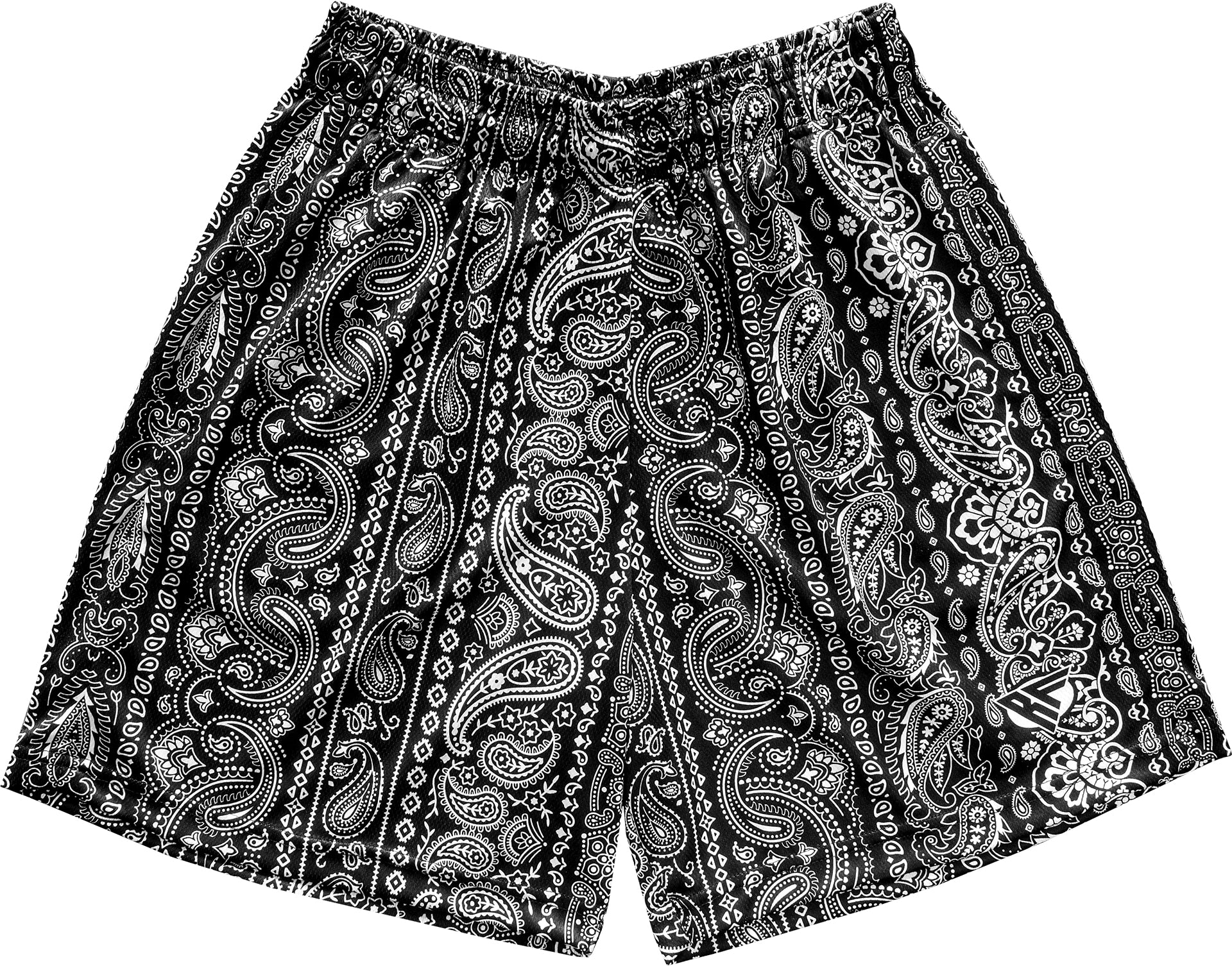 RF-Wear Men's Paisley Stripe Shorts in Black