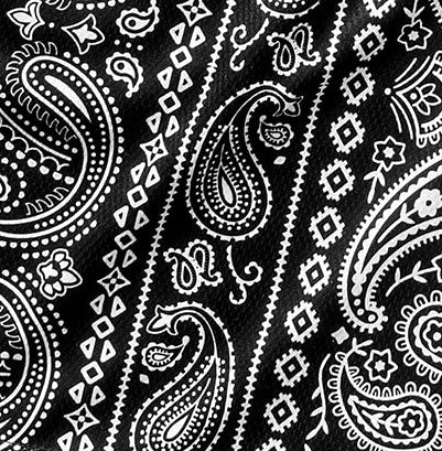 Close-up of RF-Wear Men's Paisley Stripe Shorts in Black