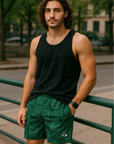 RF Wear Men's Bandana Patchwork Shorts - Green/White - Model Front View