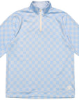 RF Wear Men's Quarter Zip Checkered Top - Blue - Front 