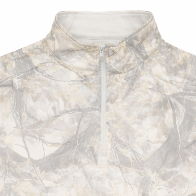 Close-up of Zipper on RF-Wear Men's Quarter Zip in Cream/Grey