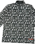  RF Wear Men's Quarter Zip Horror Faces Top  - Black - Front 