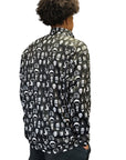  RF Wear Men's Quarter Zip Horror Faces Top  - Black - Model Back View