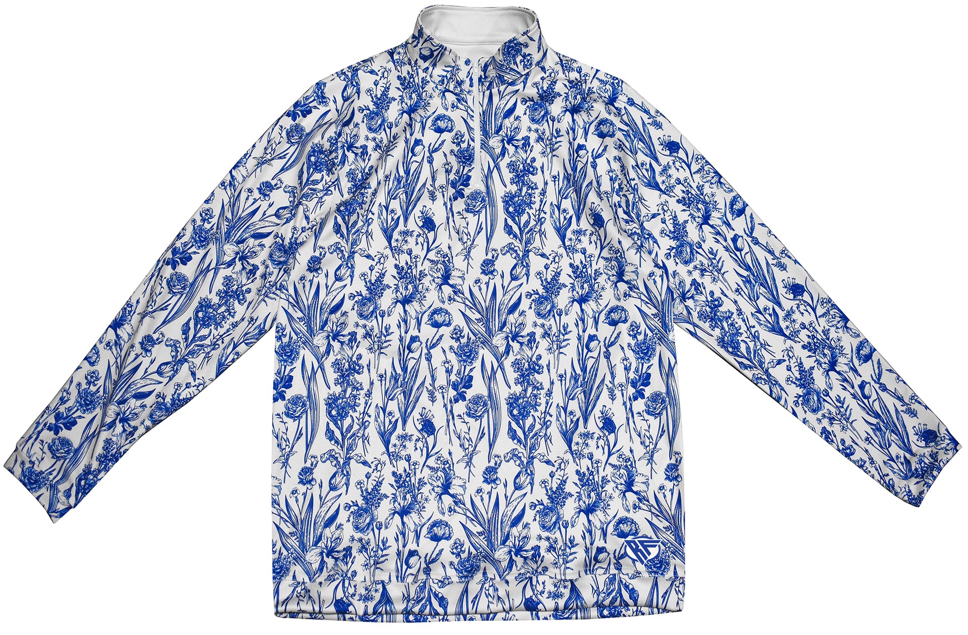 RF Wear Men's Quarter Zip Porcelain Top  - Blue/White - Front