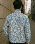 RF Wear Men's Quarter Zip Porcelain Top  - Blue/White - Model Back View