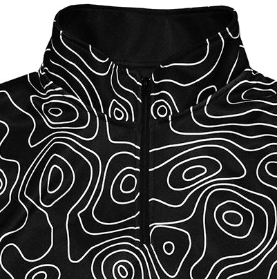 Close-up of Zipper on RF-Wear Men's Quarter Zip Topography in Black/White