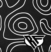 Close-up of RF-Wear Men's Quarter Zip Topography in Black/White with RF logo