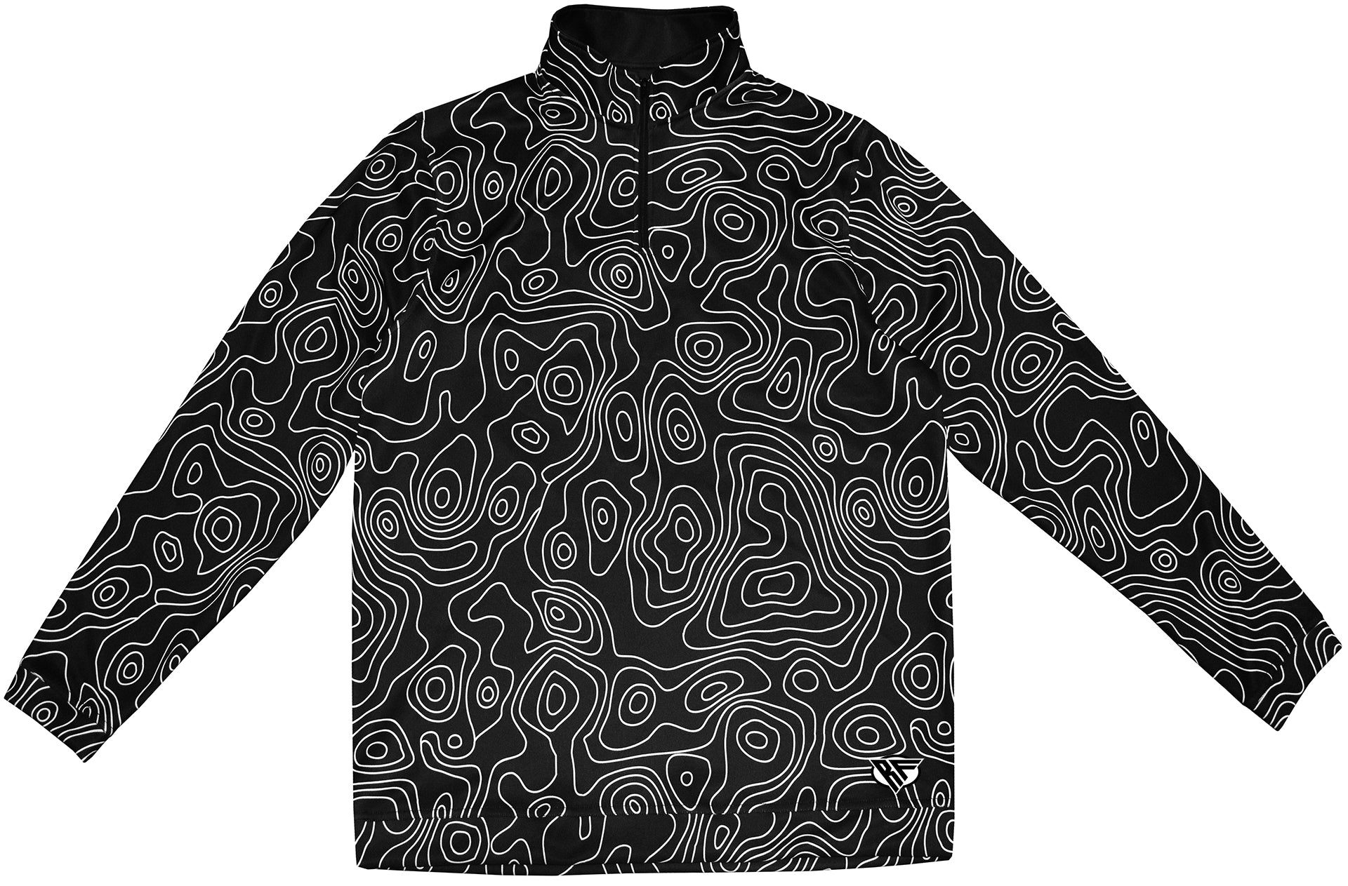 RF Wear Men's Quarter Zip Topography Top - Black/White - Front