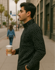 RF Wear Men's Quarter Zip Topography Top - Black/White - Model Side View