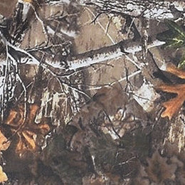 Close-up of RF-Wear Men's Quarter Zip Tree Camo Top in Brown