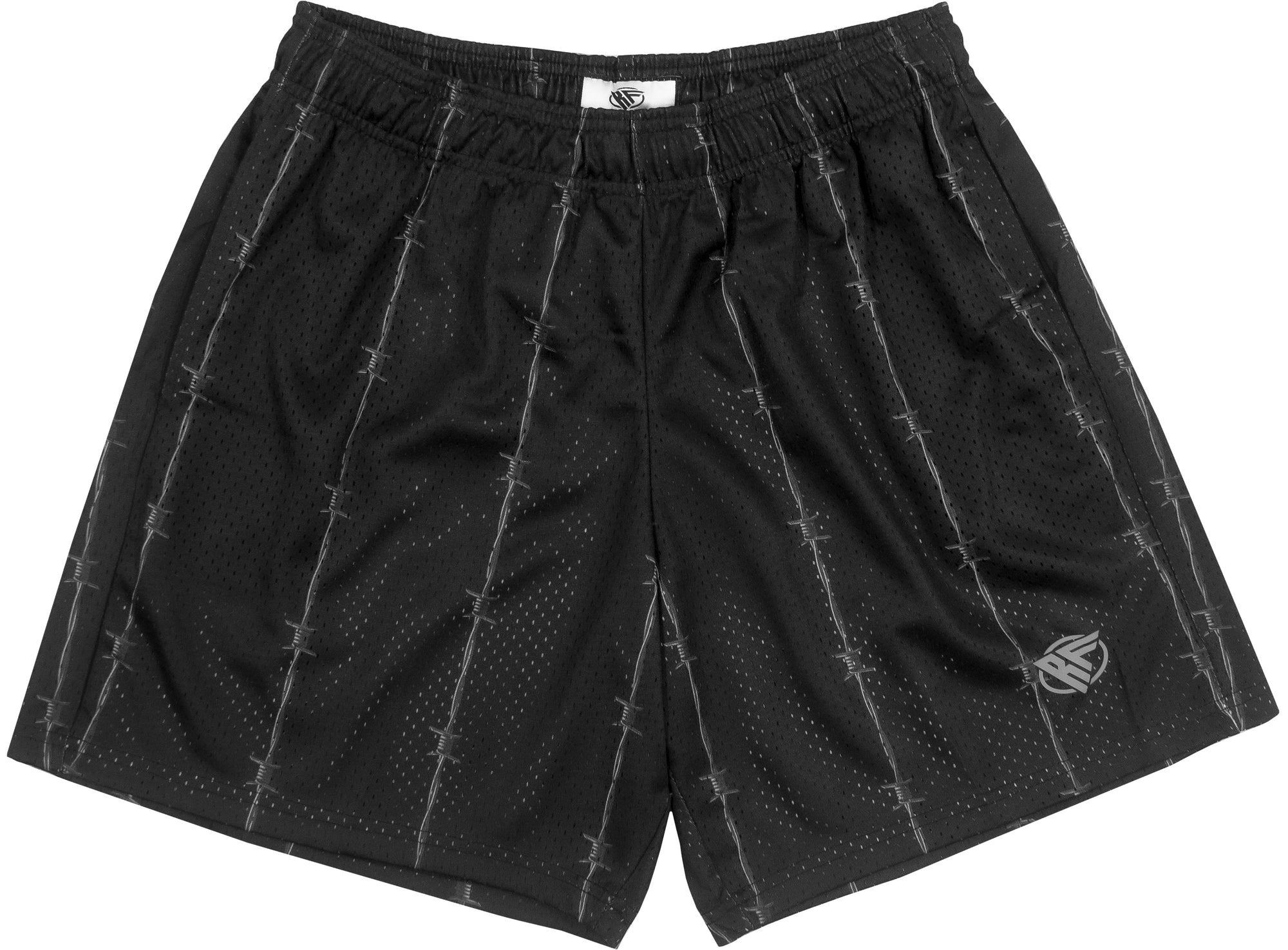RF-Wear Men's Reflective Logo Barbed Wire Shorts in Black