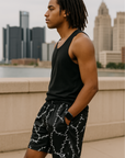 RF Wear Men's Sparks Shorts - Black/White - Model Side View