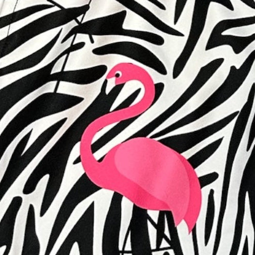 Close-up of RF-Wear Men's Split Flamingo Shorts in Pink