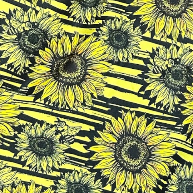 Close-up of RF-Wear Men's Split Sunflower Shorts in Black/Yellow