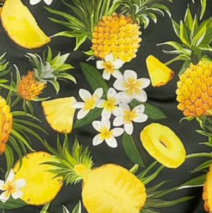 Close-up of RF-Wear Men's Swim Trunks in Tropical Pineapple
