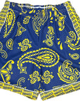 RF-Wear Men's Mesh Basketball Paisley Indiana  Shorts in Yellow/Blue