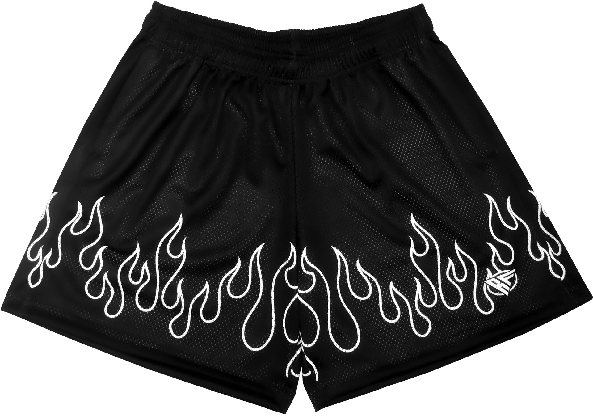 RF-Wear Men's Mesh Fire Shorts in Black/White