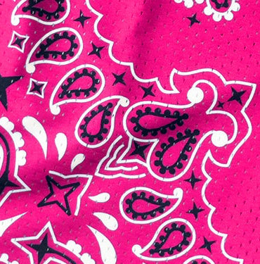 Close-up of RF-Wear Men's Bandana Shorts in Fuchsia
