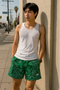 RF Wear Men's Mesh Bandana Shorts - Green - Model Front View
