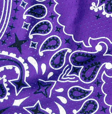 Close-up of RF-Wear Men's Mesh Bandana Shorts in Purple
