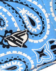 Close-up of RF-Wear Mens Mesh Bandana Shorts in Sky Blue with RF logo