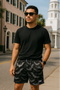 RF Wear Men's Mesh Bats Shorts-  Black/Grey - Model front View
