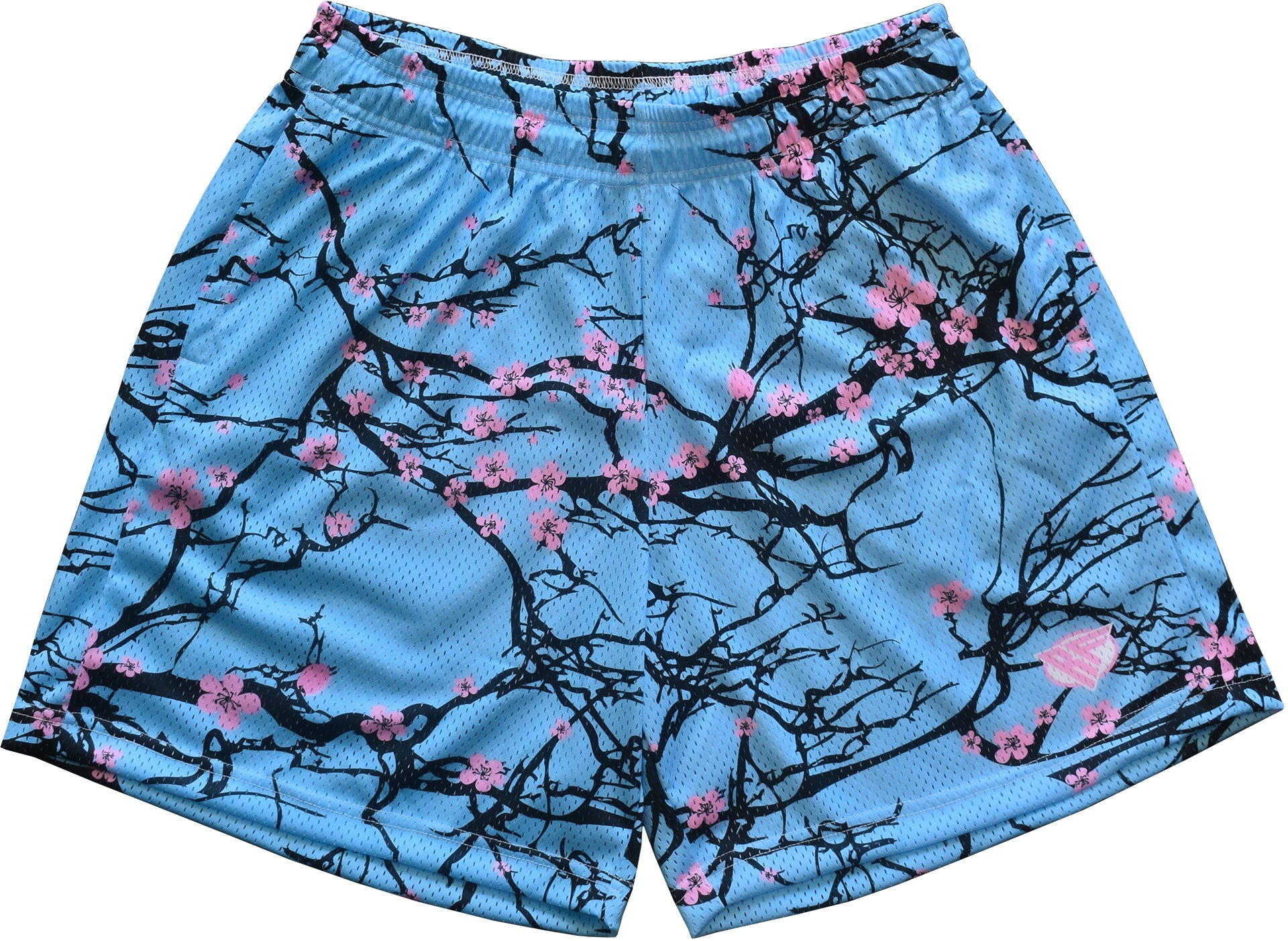 RF Wear Men's Mesh Blossom Shorts - Sky-Blue/Pink