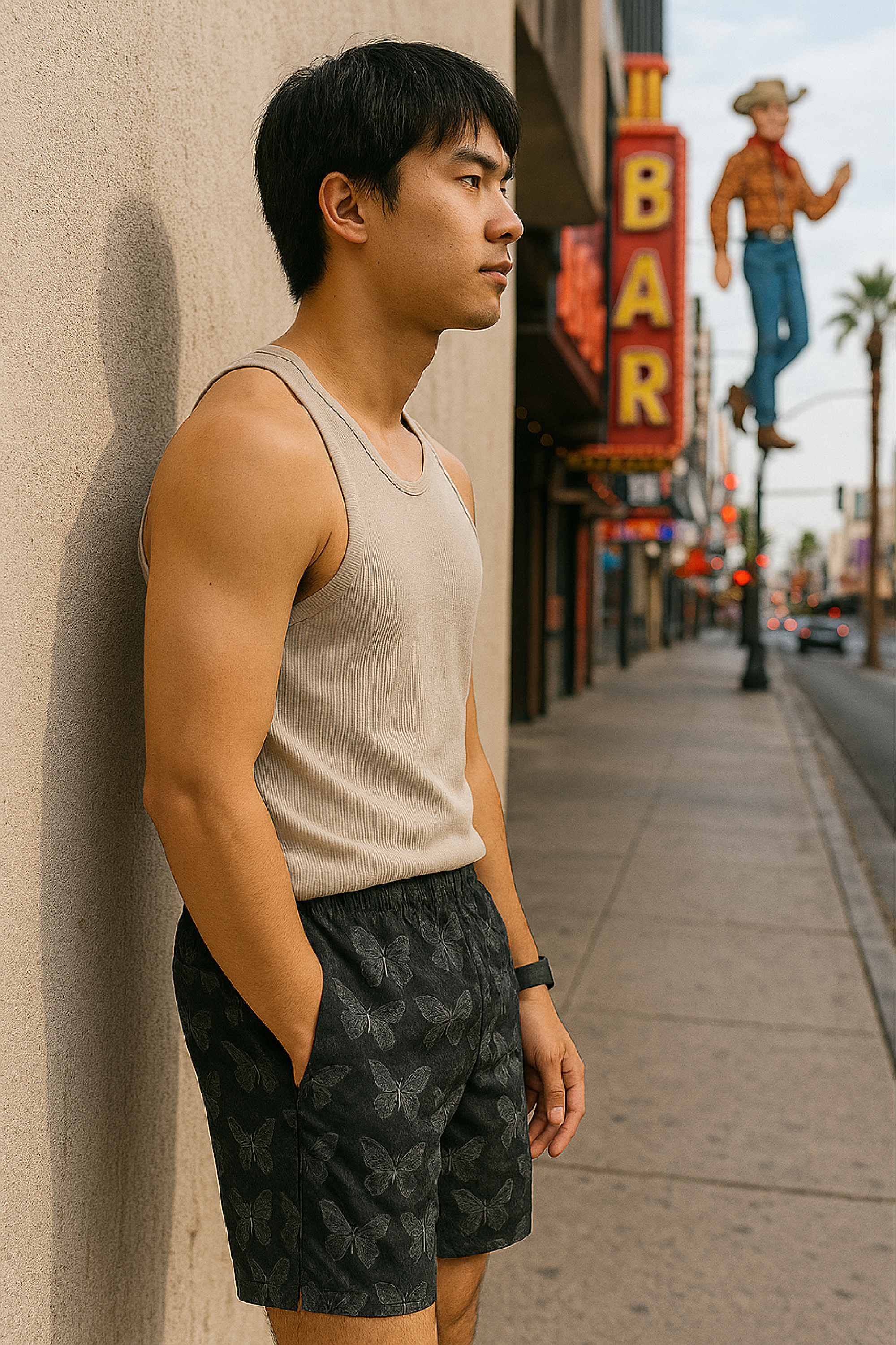 RF Wear Mesh Butterfly Shorts - Black - Model Side View