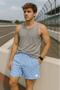 RF Wear Men's Mesh Checkered Shorts - Sky Blue - Model Front View