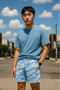 RF Wear Men's Mesh Cloud Shorts - Blue - Model Front View