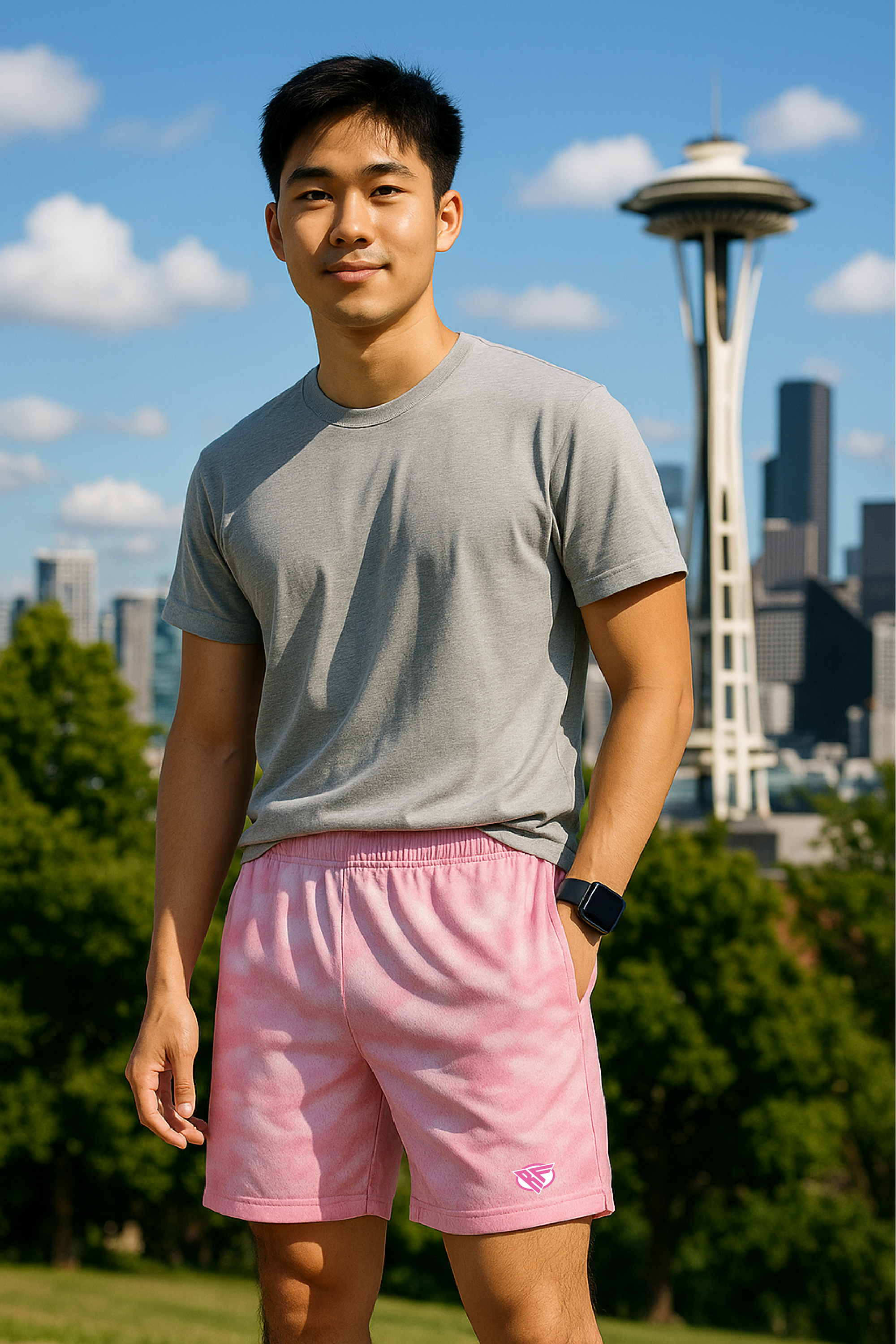 RF Wear Men's Mesh Cloud Shorts - Pink - Model Front View