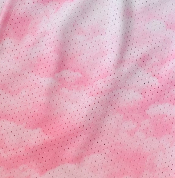 Close up of RF-Wear Mesh Cloud Shorts - Pink 