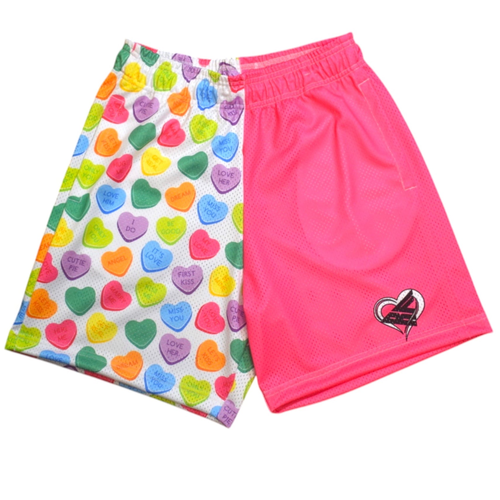 RF Wear Mesh Split Convo Heart Shorts Pink Multicolor