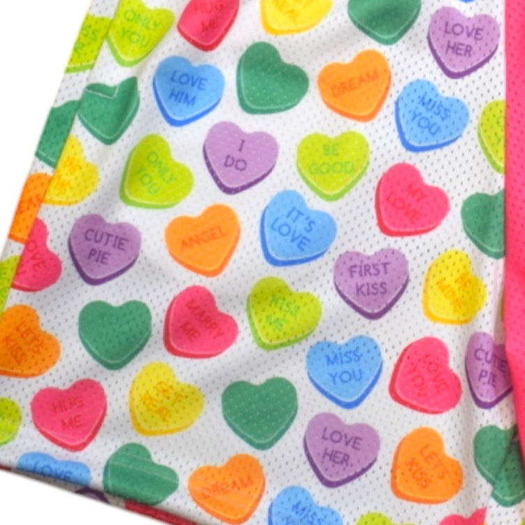RF Wear Mesh Split Convo Heart Shorts Pink Multicolor
