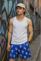 RF Wear Mesh Cross Shorts - Blue - Model Front View