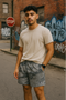 RF Wear Men's Mesh Desert Camo Shorts - Grey - Model Front View