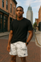 RF Wear Men's Mesh Desert Camo Shorts - White - Model Front View