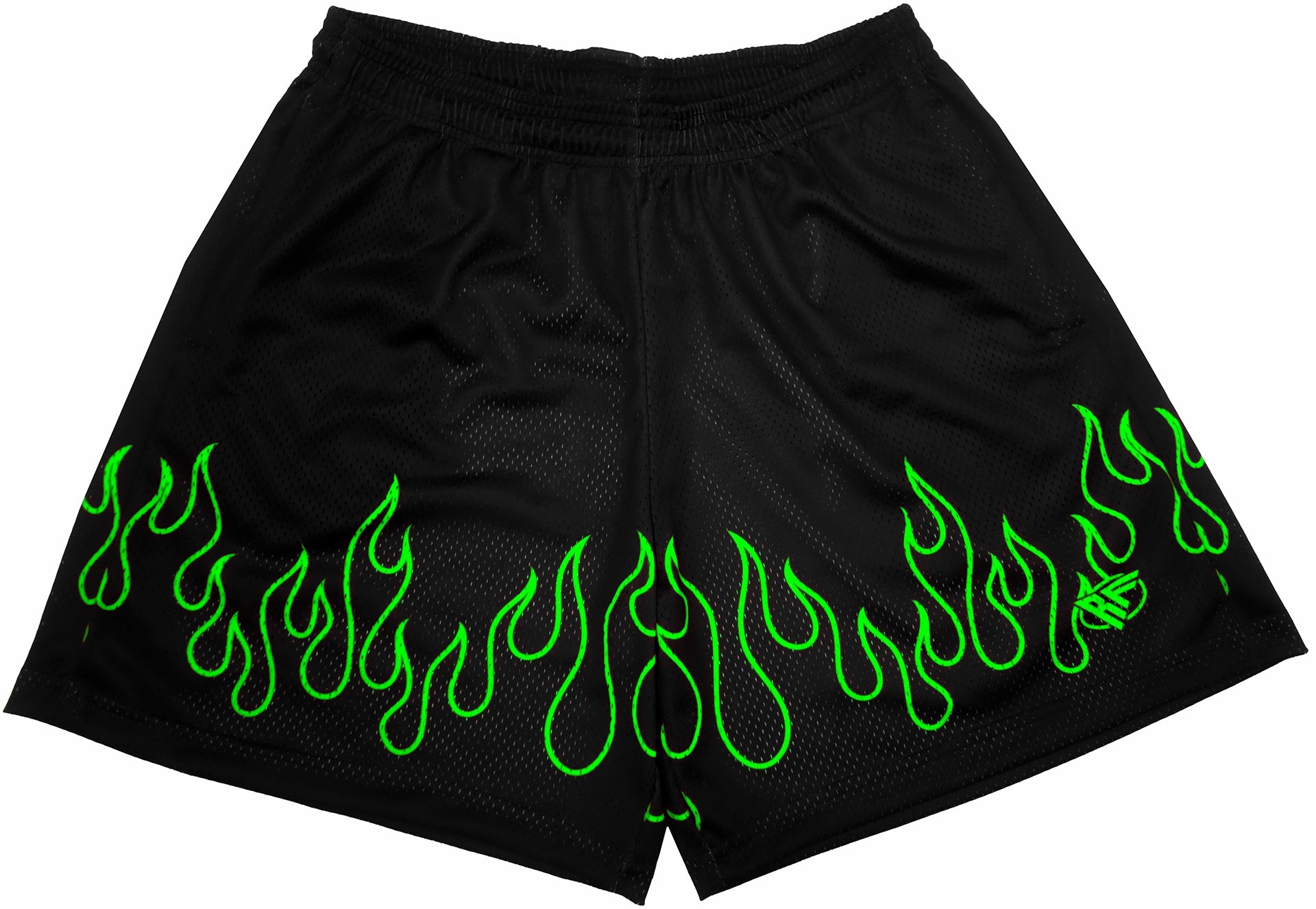 RF Wear Men's Mesh Fire Shorts - Black/Green