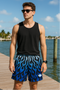 RF Wear Men's Mesh Flame Shorts - Black/Blue - Model Front View