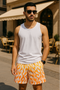 RF Wear Men's Mesh Flame Shorts - White/Orange - Model Front View