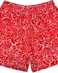 RF Wear Men's Mesh Floral Rose Shorts - Red