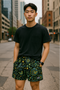 RF Wear Men's Mesh Floral Shorts 2.0 - Black/Blue/Green/Yelllow - Model Front View