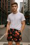 RF Wear Men's Mesh Floral Shorts - Black/multicolor - Model Front View