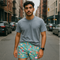 RF Wear Men's Mesh Floral Shorts - Teal/Multicolor - Model Front View