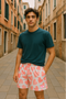 RF Wear Men's Mesh Heart Shorts - White/Pink - Model Front View