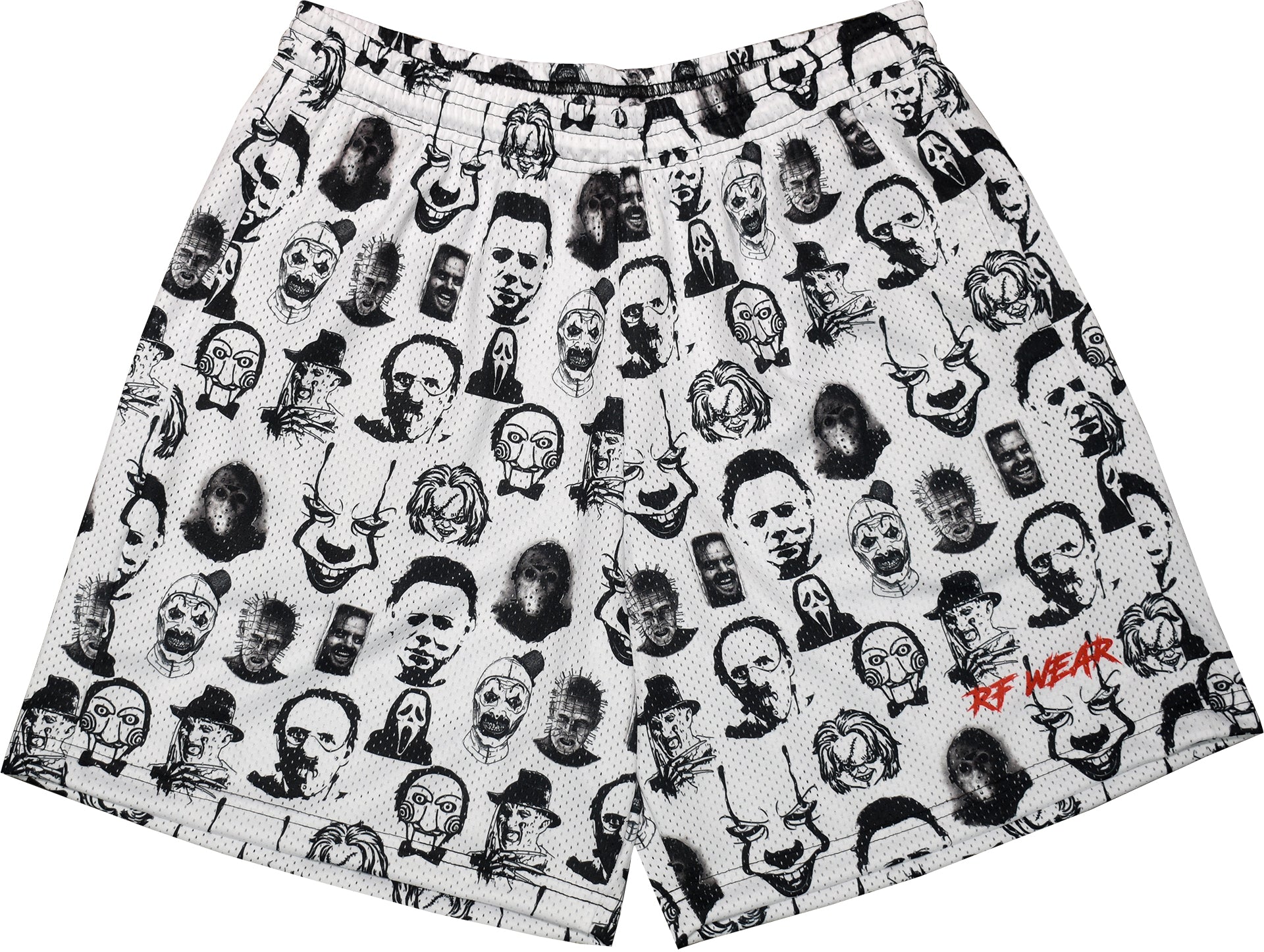 RF Men's Mesh Horror Faces Shorts  - White