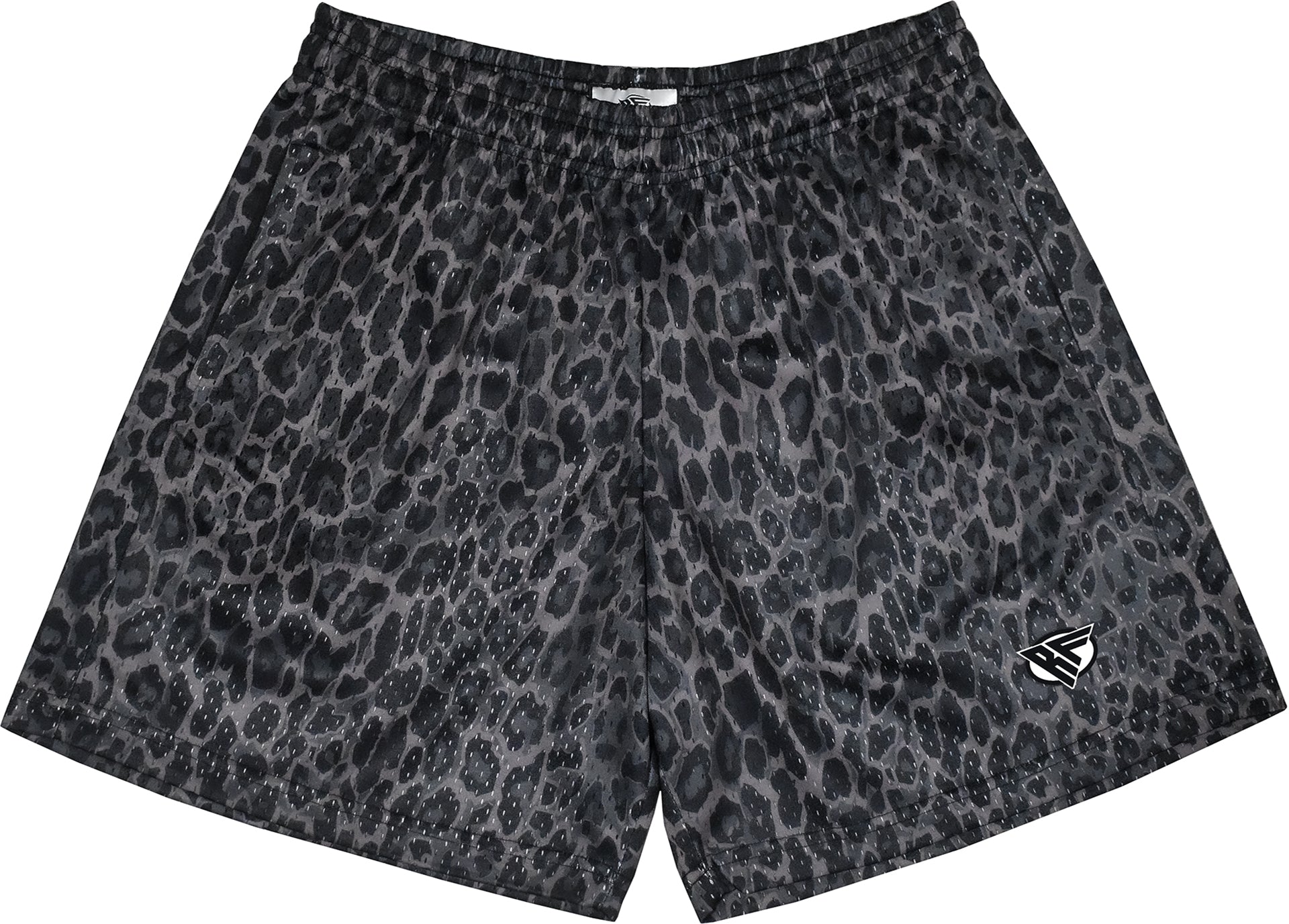 RF Wear Men&#39;s Mesh Leopard Shorts Black Grey