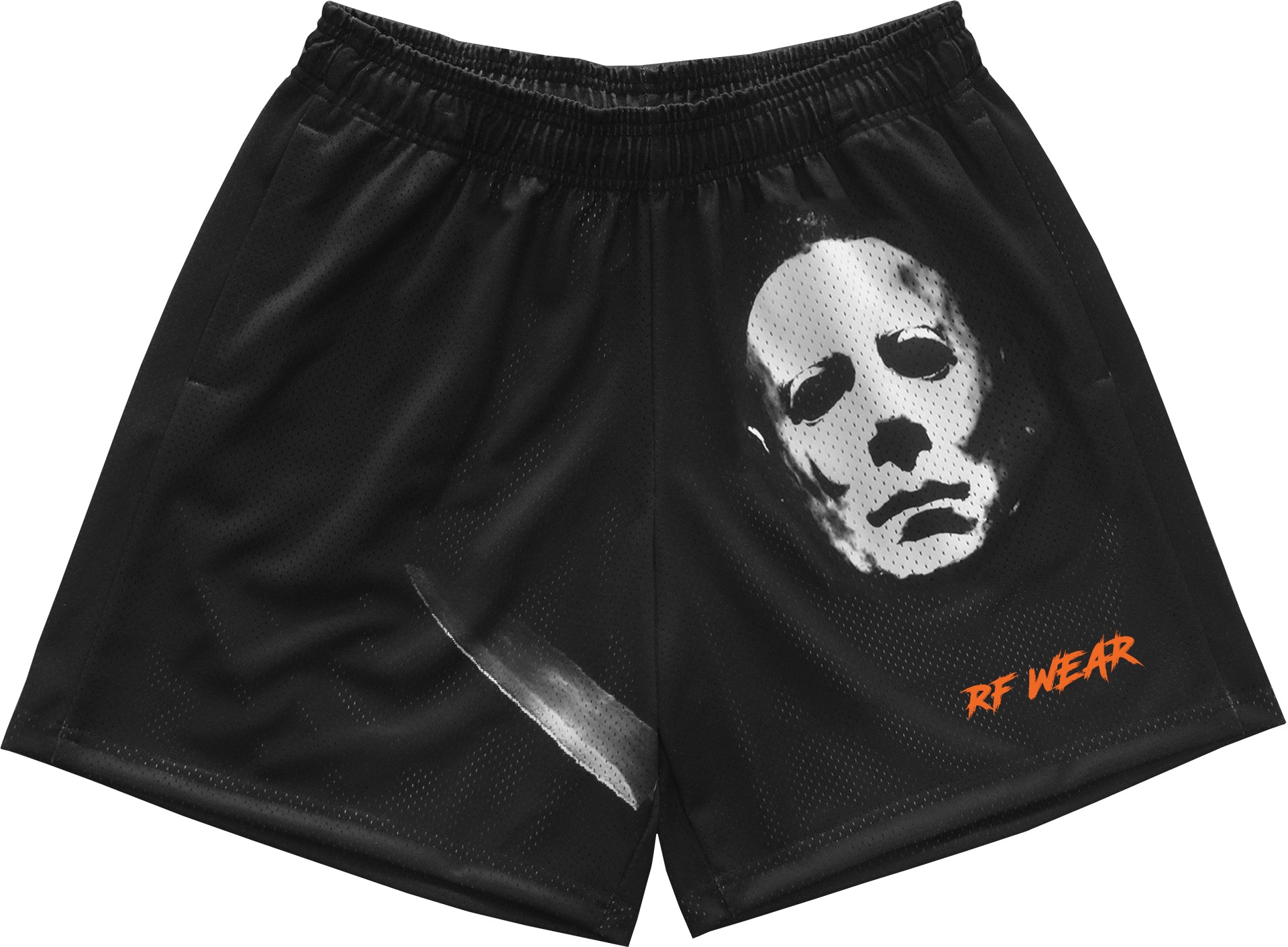 RF Wear Men's Mesh Horror One Face Boogeyman Shorts - Black
